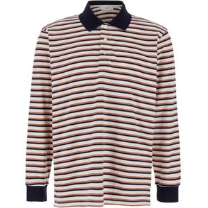 Dunst, Tops, Heren, Veelkleurig, L, Katoen, Gestreept poloshirt met logo borduursel