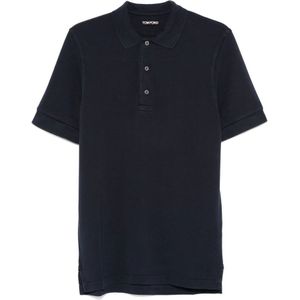 Tom Ford, Tops, Heren, Blauw, 4Xl, Katoen, Piquet Polo Shirt