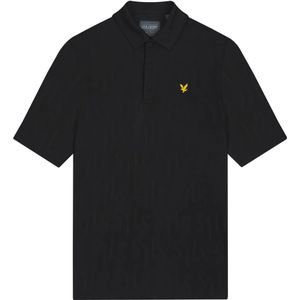Lyle & Scott, Tops, Heren, Zwart, L, Golf Monogram Jacquard Polo Shirt