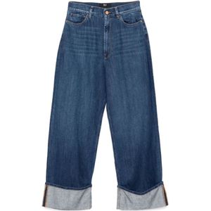 3X1, Jeans, Dames, Blauw, W26, Katoen, Wijde Pijp Indigo Blauwe Skater Jeans