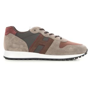 Hogan, Schoenen, Heren, Bruin, 44 EU, Leer, Canvas en leren sneakers