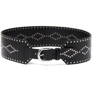 Isabel Marant, Accessoires, Dames, Zwart, 90 CM, Leer, Riem van leer met studs
