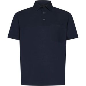 Herno, Tops, Heren, Blauw, 2Xl, Nylon, Blauw Poloshirt met Nylon Details