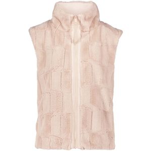 Betty & Co, Jassen, Dames, Beige, M, Nepbont, Nepbont vest met opstaande kraag