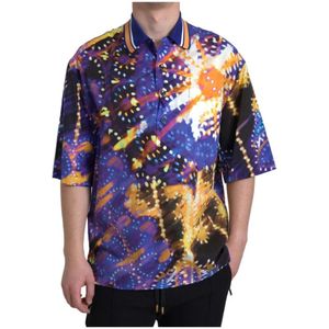 Dolce & Gabbana, Tops, Heren, Veelkleurig, L, Multicolor Luminaire Print Polo Shirt