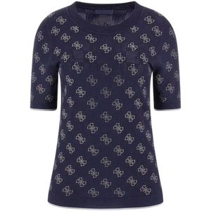 Guess, Truien, Dames, Blauw, XS, Blauwe Gebreide Trui