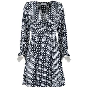 Nenette, Kleedjes, Dames, Zwart, S, Polyester, Geometrische Lange Mouw Polyester Jurk