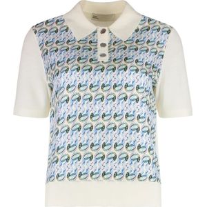 Tory Burch, Tops, Dames, Veelkleurig, S, Wol, Geribbelde Gebreide Wollen Poloshirt