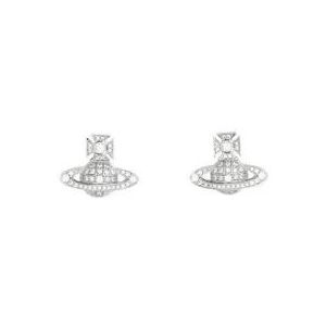 Vivienne Westwood, Accessoires, Dames, Grijs, ONE Size, Kristallen knoopoorbellen met Orb-detail