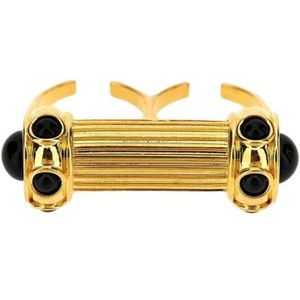 Tom Ford, Accessoires, Dames, Geel, ONE Size, Gouden Onyx Dubbele Ring Armband