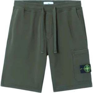 Stone Island, Korte broeken, Heren, Groen, S, Katoen, Cargo Fleece Shorts Groen