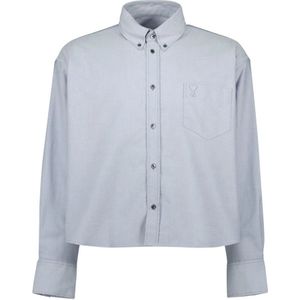 Ami Paris, Overhemden, Heren, Grijs, M, Katoen, Korte Oversized Shirt van Biologisch Katoen