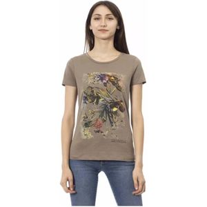 Trussardi, Tops, Dames, Bruin, XS, Katoen, Bruin Katoenen Dames T-shirt
