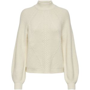 Only, Truien, Dames, Wit, M, Polyester, Highneck Gebreide Detail