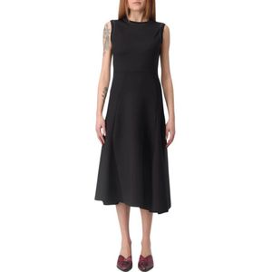 Fabiana Filippi, Kleedjes, Dames, Zwart, M, Wol, Mouwloze Wollen Midi Jurk Zwart