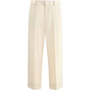Valentino, Broeken, Heren, Beige, S, Wol, Wijde wollen broek met zakken