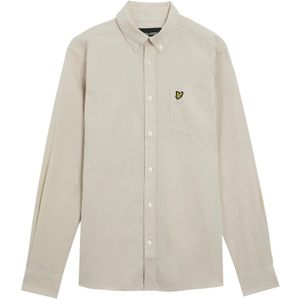 Lyle & Scott, Overhemden, Heren, Beige, M, Linnen, Linnen Overhemd met Knoopsluiting Regular Fit