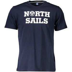 North Sails, Tops, Heren, Blauw, L, Blauw T-shirt met korte mouwen en logo