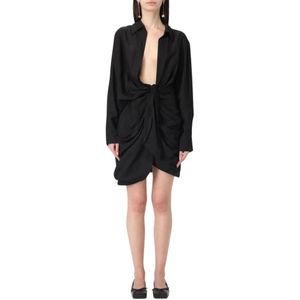 Jacquemus, Kleedjes, Dames, Zwart, XS, Zwarte Shirt Mini Jurk