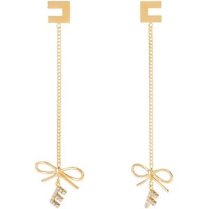 Elisabetta Franchi, Accessoires, Dames, Geel, ONE Size, Gouden Strik Hanger Oorbellen Italië