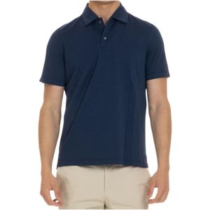 Aspesi, Tops, Heren, Blauw, M, Katoen, Blauw Katoenen Jersey Polo Shirt
