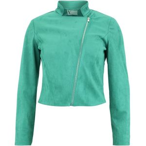 vera mont, Jassen, Dames, Groen, L, Leer, Ritssluiting Bikerjack Trendy Stijl