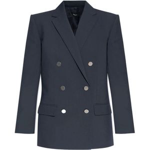 Theory, Jassen, Dames, Blauw, S, Wol, Oversized Double-Breasted Wool Blazer