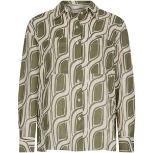 Liu Jo, Blouses & Shirts, Dames, Groen, M, Groene Ramiè Klassieke Kraag Shirt