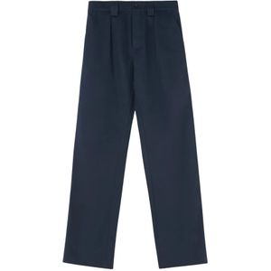 Marsell, Broeken, Heren, Blauw, S, Katoen, Donkerblauwe Werkbroek