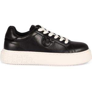Pinko, Schoenen, Dames, Zwart, 37 EU, Leer, Lage leren sneakers