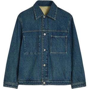Jil Sander, Jassen, Dames, Blauw, S, Katoen, Spijkerjasje met gebleekt effect