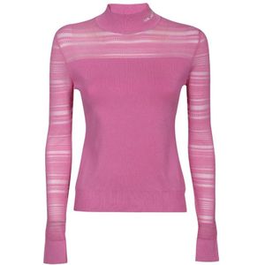 Karl Lagerfeld, Truien, Dames, Roze, L, Polyester, Contrasterende Randen Coltrui