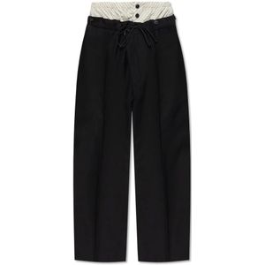 Maison Margiela, Broeken, Heren, Zwart, L, Wol, Wollen broek