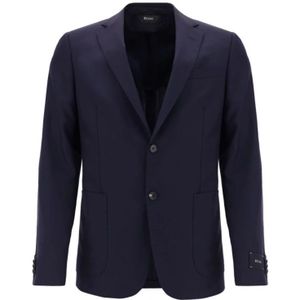 Ermenegildo Zegna, Jassen, Heren, Blauw, M, Wol, Blauwe Wol Jas voor Heren