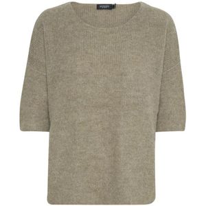 Soaked in Luxury, Truien, Dames, Beige, 2Xl, Wol, Ronde hals gekweek