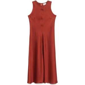 Forte Forte, Kleedjes, Dames, Rood, M, Rode Mouwloze Jurk met Ronde Hals