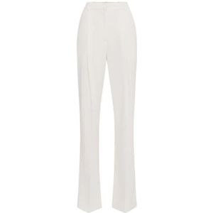 Elisabetta Franchi, Broeken, Dames, Wit, S, Polyester, Ivoor Broek met Stretch Crêpe
