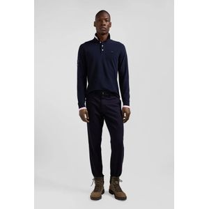 Eden Park, Tops, Heren, Blauw, S, Katoen, Lange mouwen piqué katoenen polo