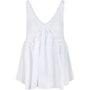 P.a.r.o.s.h., Tops, Dames, Wit, S, Katoen, Gehaakte Top met Borduursel
