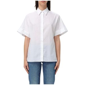 Fay, Blouses & Shirts, Dames, Wit, M, Katoen, Witte Katoenen Overhemd, Klassieke Pasvorm