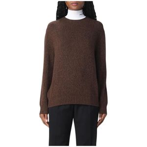 Prada, Truien, Dames, Bruin, S, Wol, Luxe Wol Gebreide Pullover Sweater