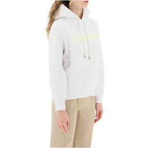 Lanvin, Sweatshirts & Hoodies, Dames, Wit, S, Katoen, Curb Logo Hooded Sweatshirt