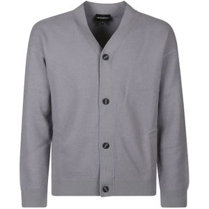 Emporio Armani, Truien, Heren, Grijs, M, Stijlvol Gebreid Vest