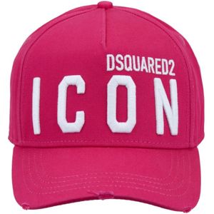Dsquared2, Accessoires, unisex, Roze, ONE Size, Katoen, Icon Baseballpet met gesp sluiting