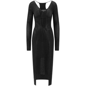 Andrea Adamo, Kleedjes, Dames, Zwart, L, Polyester, Knitted Kleedjes