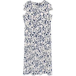 Max Mara, Kleedjes, Dames, Veelkleurig, S, Zijden Crepe Midi Jurk met Print