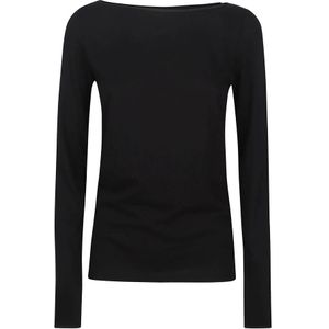 Majestic Filatures, Tops, Dames, Zwart, M, Katoen, Kasjmier Katoen Zwart T-shirts en Polos