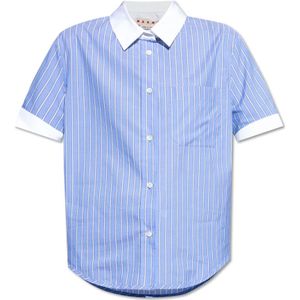Marni, Blouses & Shirts, Dames, Blauw, S, Katoen, Gestreept overhemd