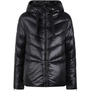 Herno, Jassen, Dames, Zwart, L, Nylon, Nylon Chevron-Quilted Donzen Jas
