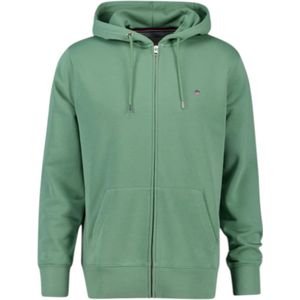 Gant, Sweatshirts & Hoodies, Heren, Groen, S, Katoen, Groene Full Zip Hoodie Sweater